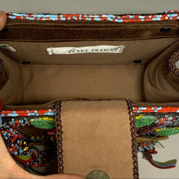 Mary Frances embellished beaded handbag with brown suede beaded strap - Picture 7 of 10